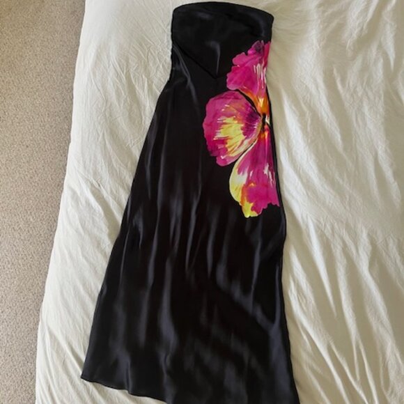 L*Space Black Strapless Maxi Dress with Pink Floral Detail - Worn Once - Picture 1 of 3